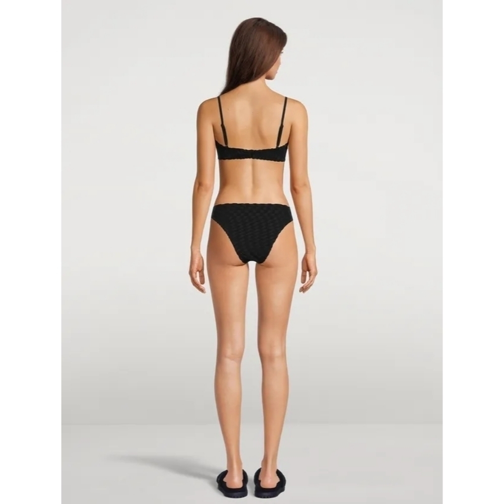 Good American Swim Bottom Women Black Jacquard Rise Better Bikini Cheeky